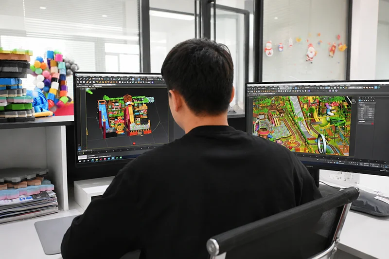 Lebanplay designer creating a custom indoor playground 3D layout for a commercial play project