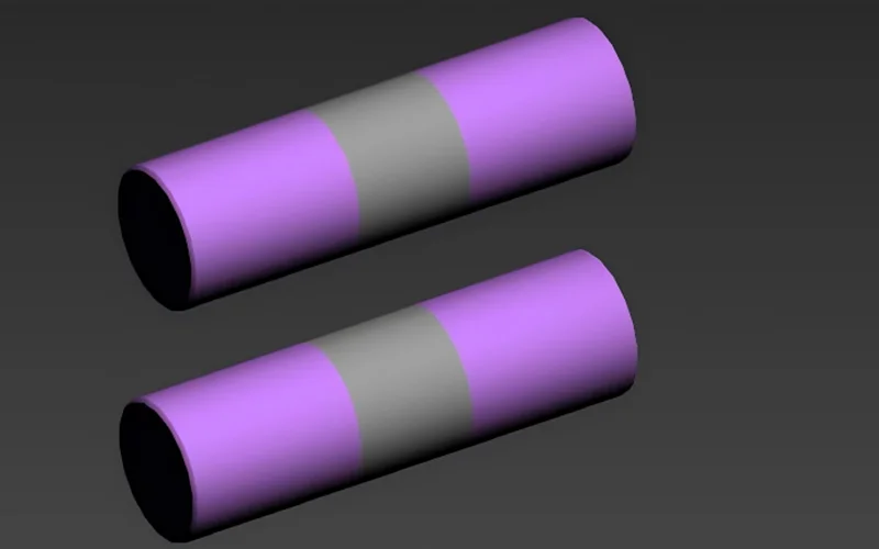 Two purple and grey rotating soft padded rollers creating a squeeze obstacle for indoor playground challenge courses.